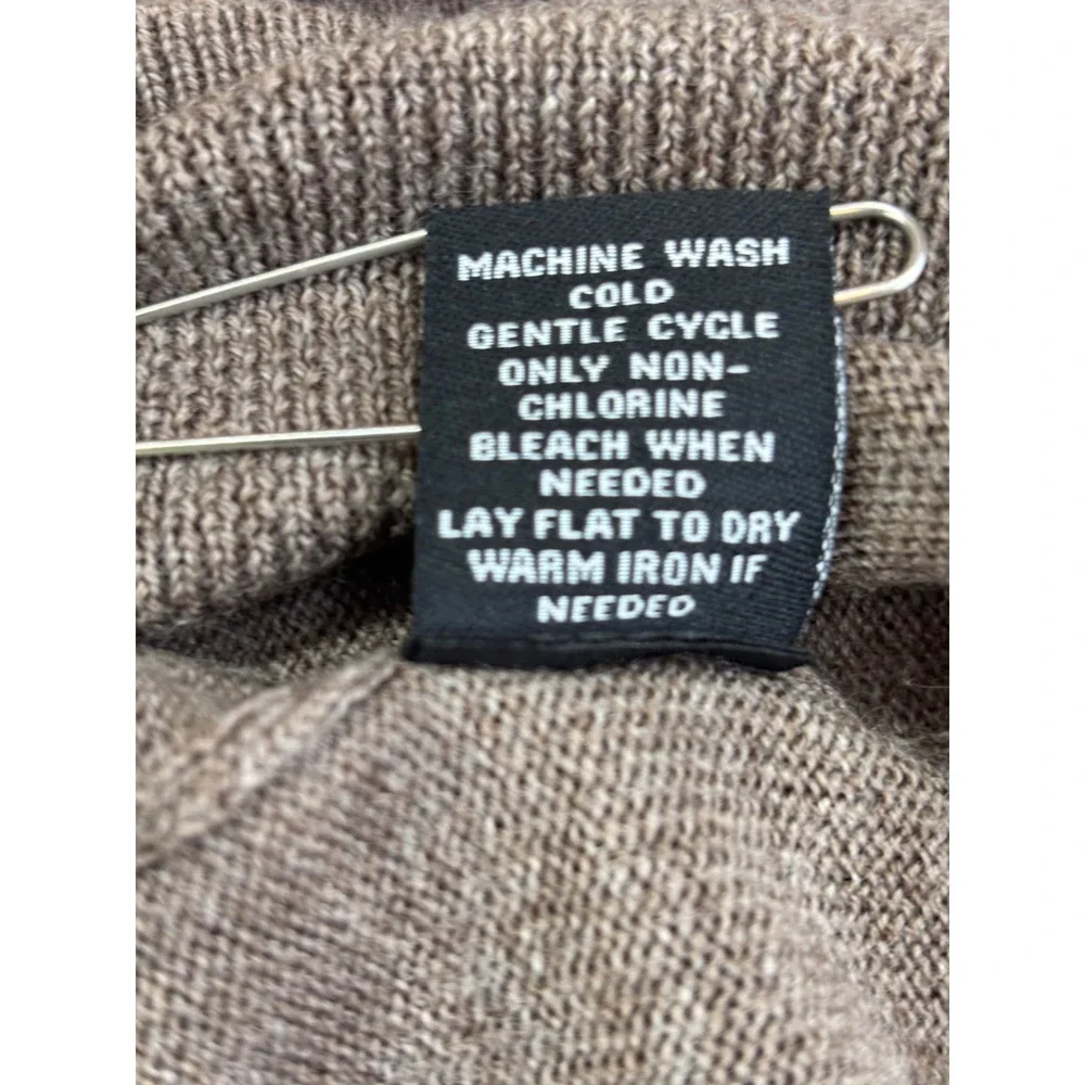 Magaschoni Mens Large Sweater‎ 100% Wool V Neck Long Sleeve Brown Casual New
